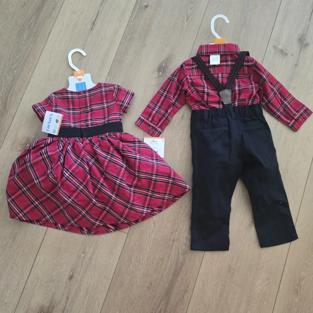 Christman Holiday Twins Twin Matching Outfits 12 Months 12 Month 12mo